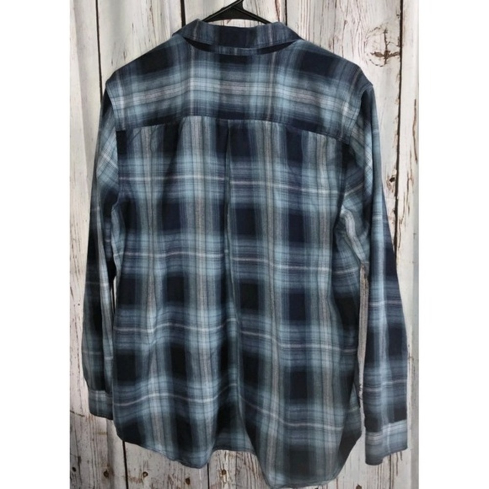 Men's Eddie Bauer Blue‎ Plaid Cotton Flannel Long Sleeve Button Down Shirt Sz XL - Picture 2 of 4